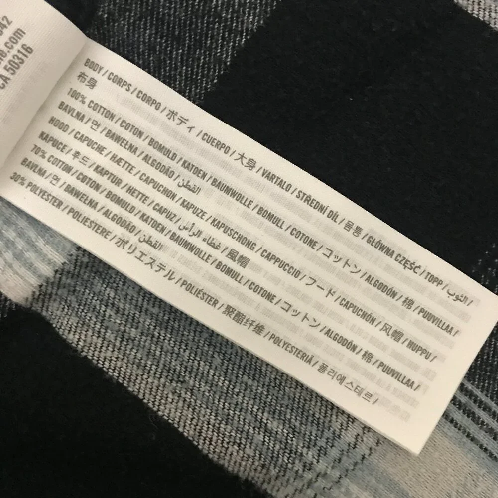 Hollister Men's XL Black Plaid Long Sleeve Button Up Hoodie Flannel Shirt - Picture 10 of 11